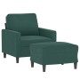 Sillón con taburete terciopelo verde oscuro 60 cm en Sofás | Comprar online en Foru.es