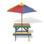 Mesa de picnic y bancos de niños y sombrilla madera multicolor de vidaXL, Mesas de jardín - Ref: Foro24-40773, Precio: 89,71 ...