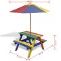 Mesa de picnic y bancos de niños y sombrilla madera multicolor de vidaXL, Mesas de jardín - Ref: Foro24-40773, Precio: 89,71 ...