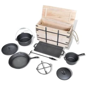 Set De Horno Holandés 9 Piezas de vidaXL, Ollas de hierro - Ref: Foro24-40829, Precio: 125,20 €, Descuento: %