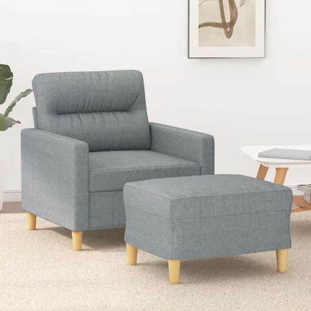 Sillón con taburete tela gris claro 60 cm en Sofás | Comprar online en Foru.es
