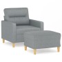 Sillón con taburete tela gris claro 60 cm en Sofás | Comprar online en Foru.es