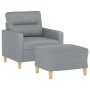 Sillón con taburete tela gris claro 60 cm en Sofás | Comprar online en Foru.es