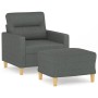 Sillón con taburete tela gris oscuro 60 cm en Sofás | Comprar online en Foru.es