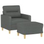 Sillón con taburete tela gris oscuro 60 cm en Sofás | Comprar online en Foru.es