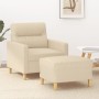 Sillón con taburete tela crema 60 cm en Sofás | Comprar online en Foru.es