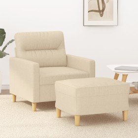 Sillón con taburete tela crema 60 cm en Sofás | Comprar online en Foru.es