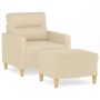 Sillón con taburete tela crema 60 cm en Sofás | Comprar online en Foru.es