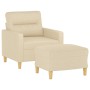 Sillón con taburete tela crema 60 cm en Sofás | Comprar online en Foru.es