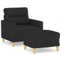 Sillón con taburete tela negro 60 cm en Sofás | Comprar online en Foru.es