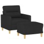 Sillón con taburete tela negro 60 cm en Sofás | Comprar online en Foru.es