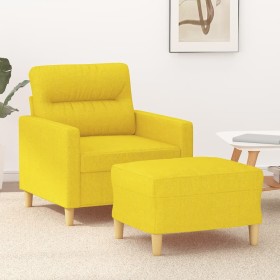 Sillón con taburete tela amarillo claro 60 cm en Sofás | Comprar online en Foru.es