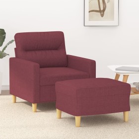 Sillón con taburete tela rojo tinto 60 cm en Sofás | Comprar online en Foru.es