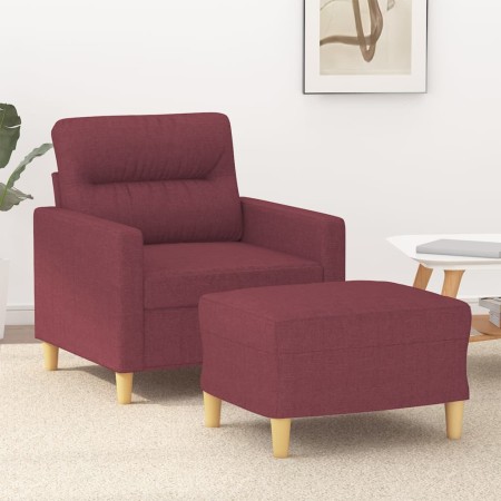 Sillón con taburete tela rojo tinto 60 cm en Sofás | Comprar online en Foru.es