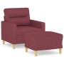 Sillón con taburete tela rojo tinto 60 cm en Sofás | Comprar online en Foru.es