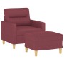 Sillón con taburete tela rojo tinto 60 cm en Sofás | Comprar online en Foru.es