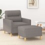 Sillón con taburete tela gris taupe 60 cm en Sofás | Comprar online en Foru.es