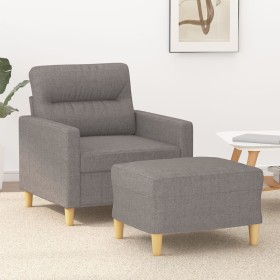 Sillón con taburete tela gris taupe 60 cm en Sofás | Comprar online en Foru.es