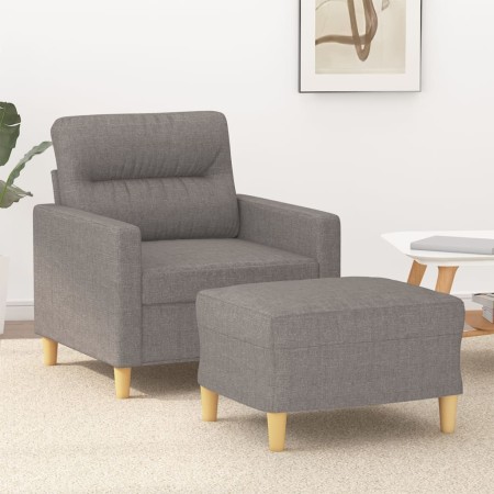Sillón con taburete tela gris taupe 60 cm en Sofás | Comprar online en Foru.es