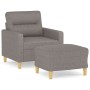 Sillón con taburete tela gris taupe 60 cm en Sofás | Comprar online en Foru.es