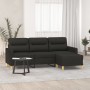 Sofá de 3 plazas con taburete de tela negro 180 cm en Sofás | Comprar online en Foru.es