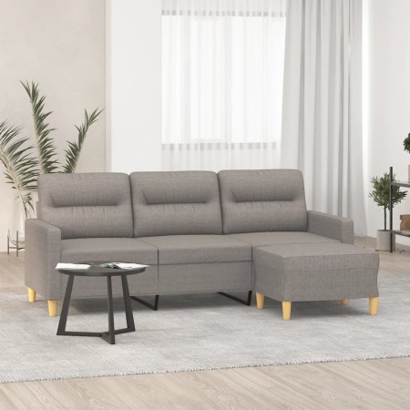 Sofá de 3 plazas con taburete de tela gris taupe 180 cm en Sofás | Comprar online en Foru.es