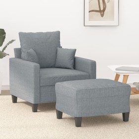 Sillón con taburete tela gris claro 60 cm en Sofás | Comprar online en Foru.es