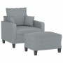 Sillón con taburete tela gris claro 60 cm en Sofás | Comprar online en Foru.es