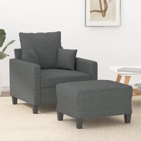 Sillón con taburete tela gris oscuro 60 cm en Sofás | Comprar online en Foru.es