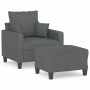 Sillón con taburete tela gris oscuro 60 cm en Sofás | Comprar online en Foru.es