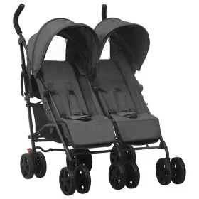 Anthracite gray steel twin stroller by vidaXL, Baby strollers - Ref: Foro24-10236, Price: 222,93 €, Discount: %
