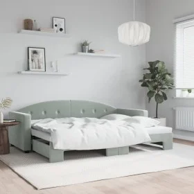 Light gray velvet trundle sofa bed 80x200 cm by vidaXL, Beds and slatted bases - Ref: Foro24-3197294, Price: 244,72 €, Discou...