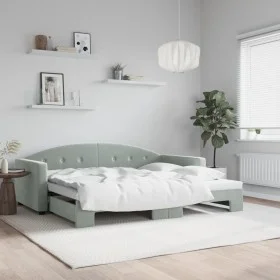 Sofá cama nido terciopelo gris claro 90x190 cm de vidaXL, Camas y somieres - Ref: Foro24-3197314, Precio: 256,37 €, Descuento: %