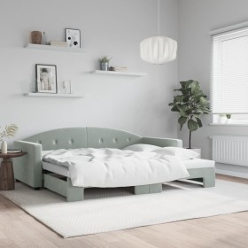 Sofá cama nido terciopelo gris claro 90x190 cm de vidaXL, Camas y somieres - Ref: Foro24-3197314, Precio: 246,13 €, Descuento: %