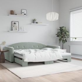 Sofá cama nido terciopelo gris claro 90x200 cm de vidaXL, Camas y somieres - Ref: Foro24-3197301, Precio: 237,23 €, Descuento: %