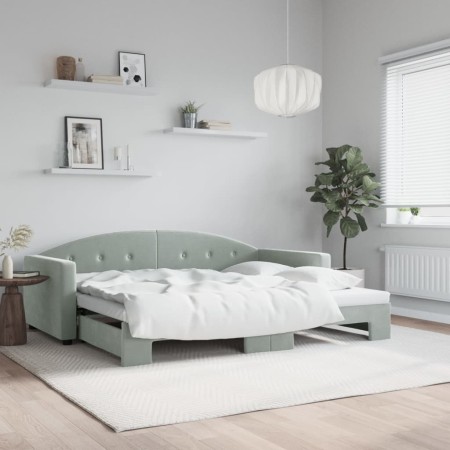 Sofá cama nido terciopelo gris claro 90x200 cm de vidaXL, Camas y somieres - Ref: Foro24-3197301, Precio: 237,23 €, Descuento: %