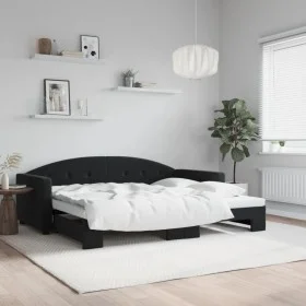 Ausziehbares Schlafsofa aus schwarzem Samt, 90 x 190 cm von vidaXL, Betten und Lattenroste - Ref: Foro24-3197316, Preis: 242,...