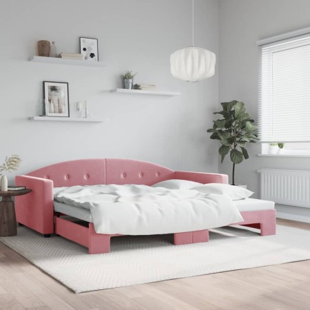 Sofá cama nido terciopelo rosa 100x200 cm de vidaXL, Camas y somieres - Ref: Foro24-3197311, Precio: 269,24 €, Descuento: %