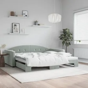 Light gray velvet trundle sofa bed 100x200 cm by vidaXL, Beds and slatted bases - Ref: Foro24-3197308, Price: 261,59 €, Disco...