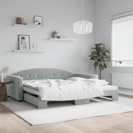 Sofá cama nido terciopelo gris claro 100x200 cm de vidaXL, Camas y somieres - Ref: Foro24-3197308, Precio: 265,55 €, Descuent...