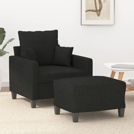 Sillón con taburete tela negro 60 cm en Sofás | Comprar online en Foru.es