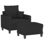 Sillón con taburete tela negro 60 cm en Sofás | Comprar online en Foru.es