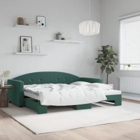 Dark green velvet trundle sofa bed 90x200 cm by vidaXL, Beds and slatted bases - Ref: Foro24-3197303, Price: 251,17 €, Discou...