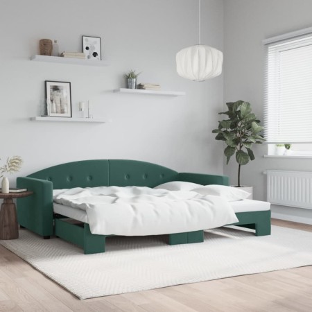 Sofá cama nido terciopelo verde oscuro 90x200 cm de vidaXL, Camas y somieres - Ref: Foro24-3197303, Precio: 253,36 €, Descuen...