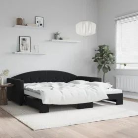 Black velvet trundle sofa bed 100x200 cm by vidaXL, Beds and slatted bases - Ref: Foro24-3197312, Price: 268,39 €, Discount: %