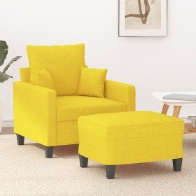 Sillón con taburete tela amarillo claro 60 cm en Sofás | Comprar online en Foru.es