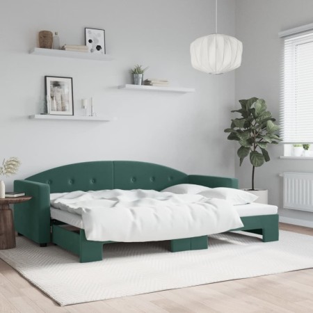 Sofá cama nido terciopelo verde oscuro 80x200 cm de vidaXL, Camas y somieres - Ref: Foro24-3197296, Precio: 246,11 €, Descuen...