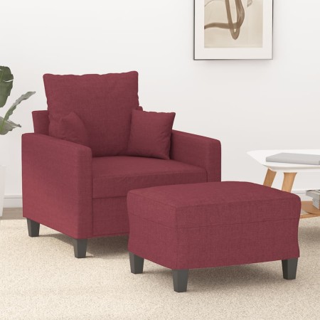 Sillón con taburete tela rojo tinto 60 cm en Sofás | Comprar online en Foru.es