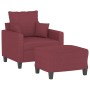 Sillón con taburete tela rojo tinto 60 cm en Sofás | Comprar online en Foru.es