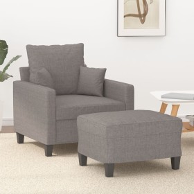 Sillón con taburete tela gris taupe 60 cm en Sofás | Comprar online en Foru.es